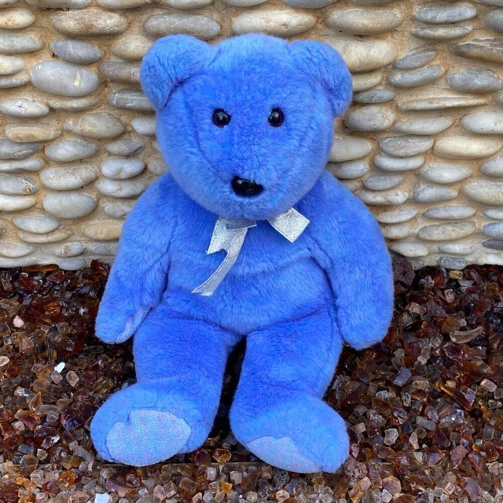 TY Kids' Beanie Buddies Blue Clubby Animal Teddy Bear Stuffed Toy EUC